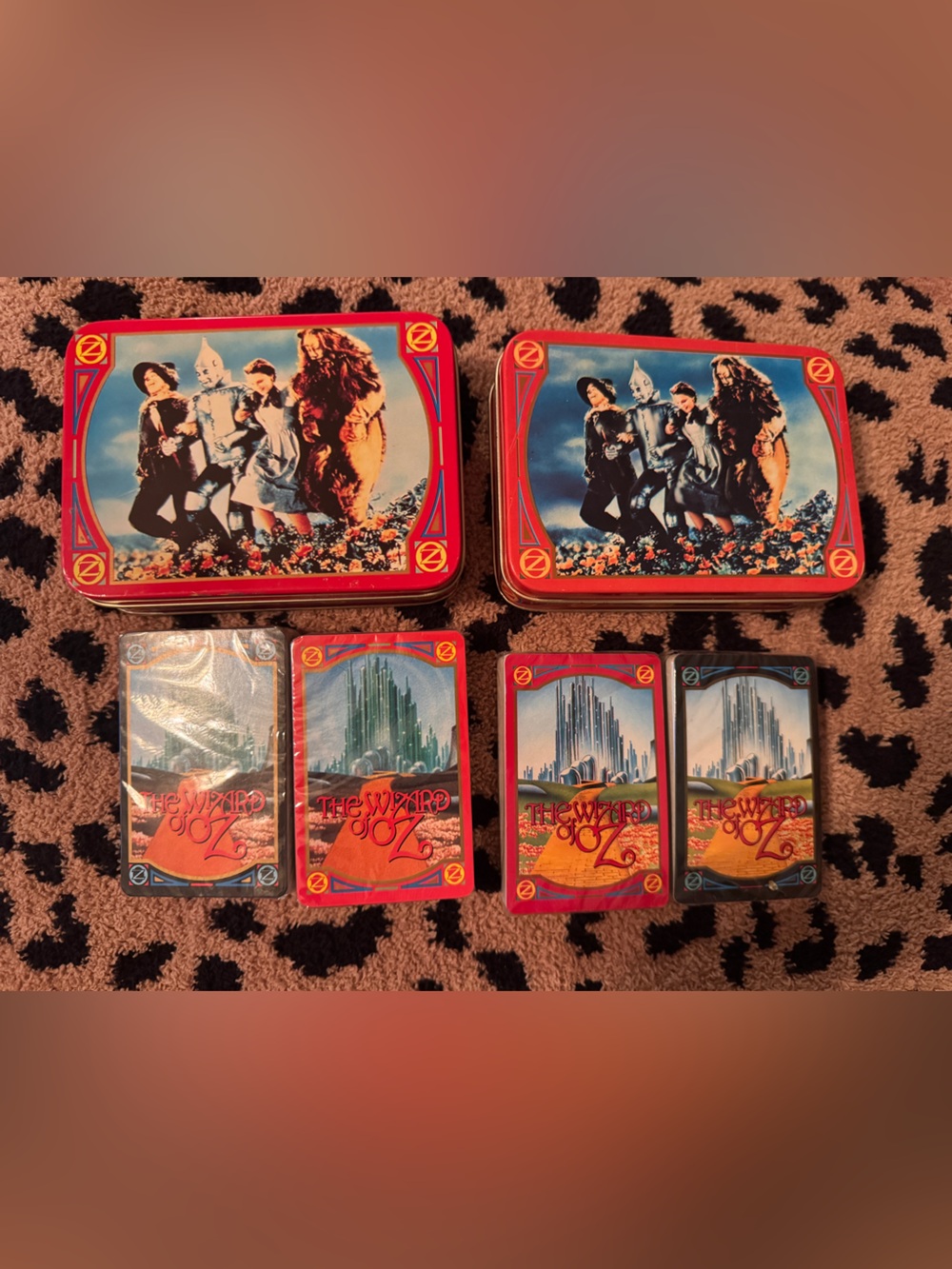 Vintage Red Tin Card Game Set - The Wizard of Oz Artwork